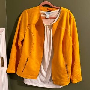 Yellow Women's Jacket + White Blouse